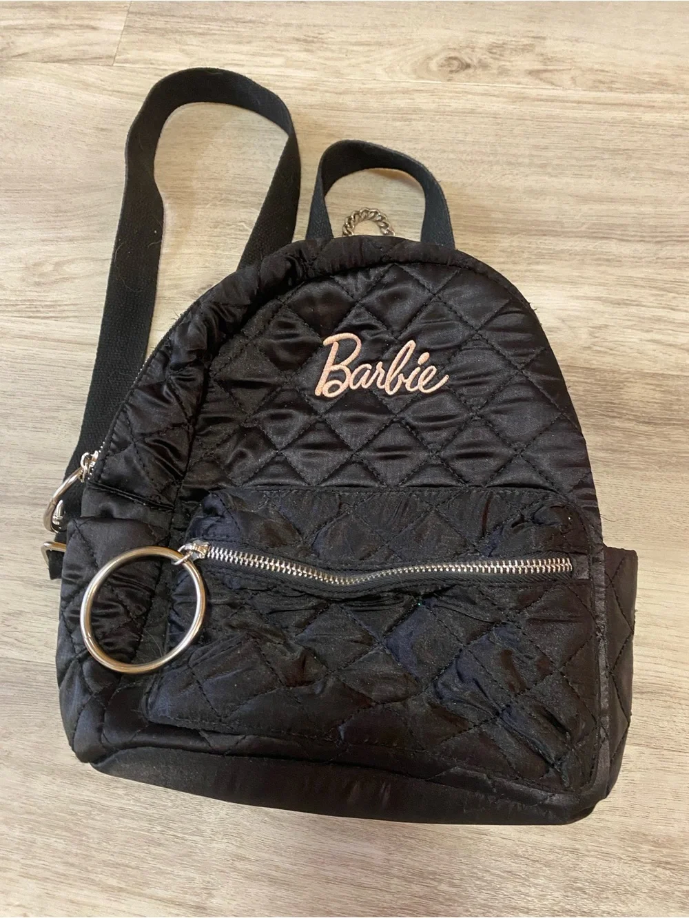 Missguided x Barbie Quilted Mini Backpack - Black